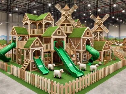 Indoor playground with colourful slides and climbing areas designed by NovaPlayTR