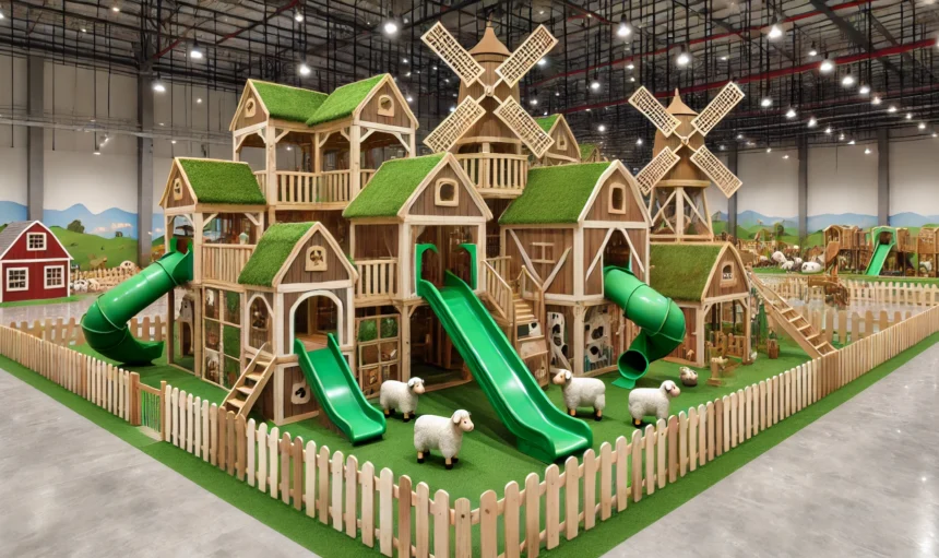 Indoor playground with colourful slides and climbing areas designed by NovaPlayTR