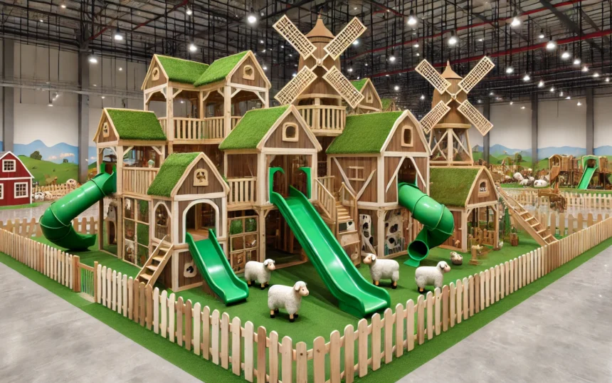 Indoor playground with colourful slides and climbing areas designed by NovaPlayTR