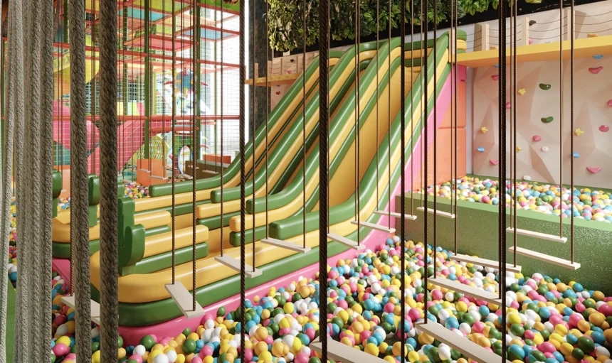 Modern indoor playground with themed design and multi-zone play areas by NovaPlayTR
