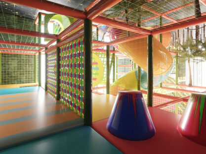 NovaPlayTR installing safe rubber flooring in an indoor play area