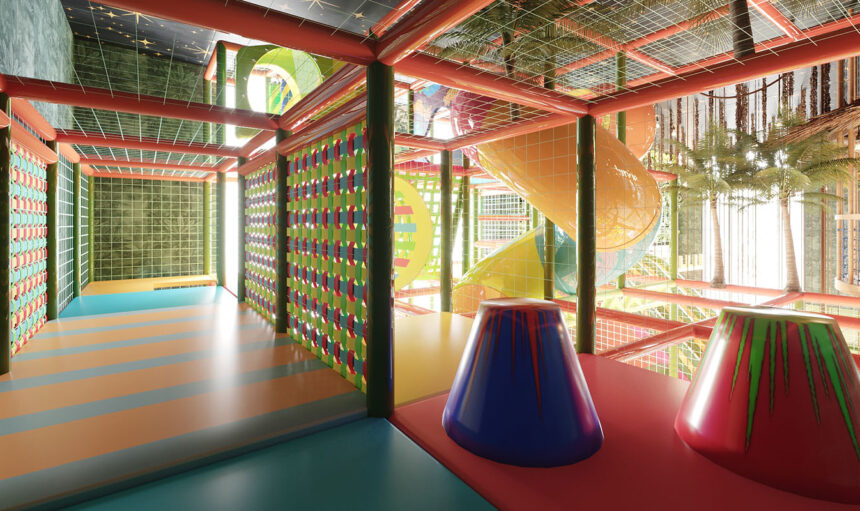 NovaPlayTR installing safe rubber flooring in an indoor play area