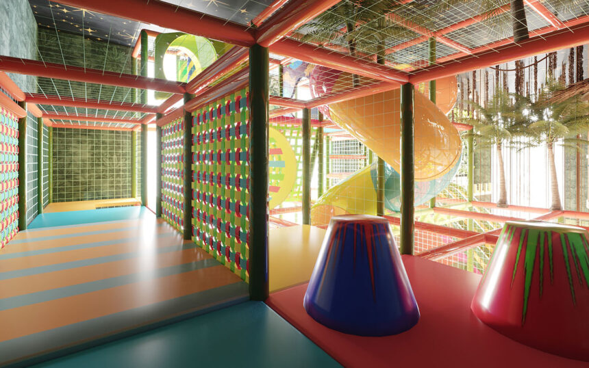 NovaPlayTR installing safe rubber flooring in an indoor play area